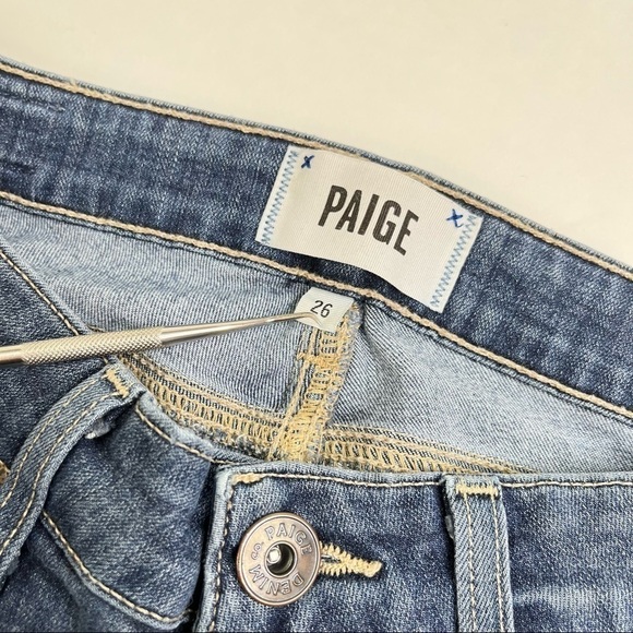 PAIGE Verdugo Ultra Skinny Quinnley Destructed Medium Wash Blue Jeans SIZE 26 - Picture 10 of 16